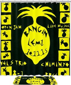 Music Pineapple Art Yellow Shower Curtain with Modern Design for a Unique and Fun Bathroom 