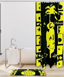 Music Pineapple Art Yellow Shower Curtain with Modern Design for a Unique and Fun Bathroom