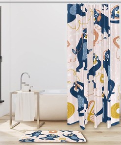 Music-themed Sloth Shower Curtain, Perfect for Music Lovers