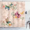 Mustard Blush Springtime Flying Moths Vintage Style Background Wings Transformation Shower Curtain