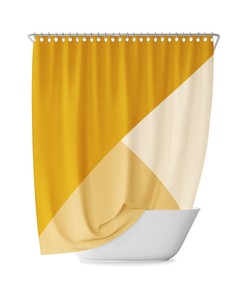 Mustard Geometric Shower Curtain for Minimalist Bathroom Decor, Retro Yellow Gradient Design 