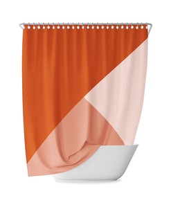Mustard Geometric Shower Curtain for Minimalist Bathroom Decor, Retro Yellow Gradient Design