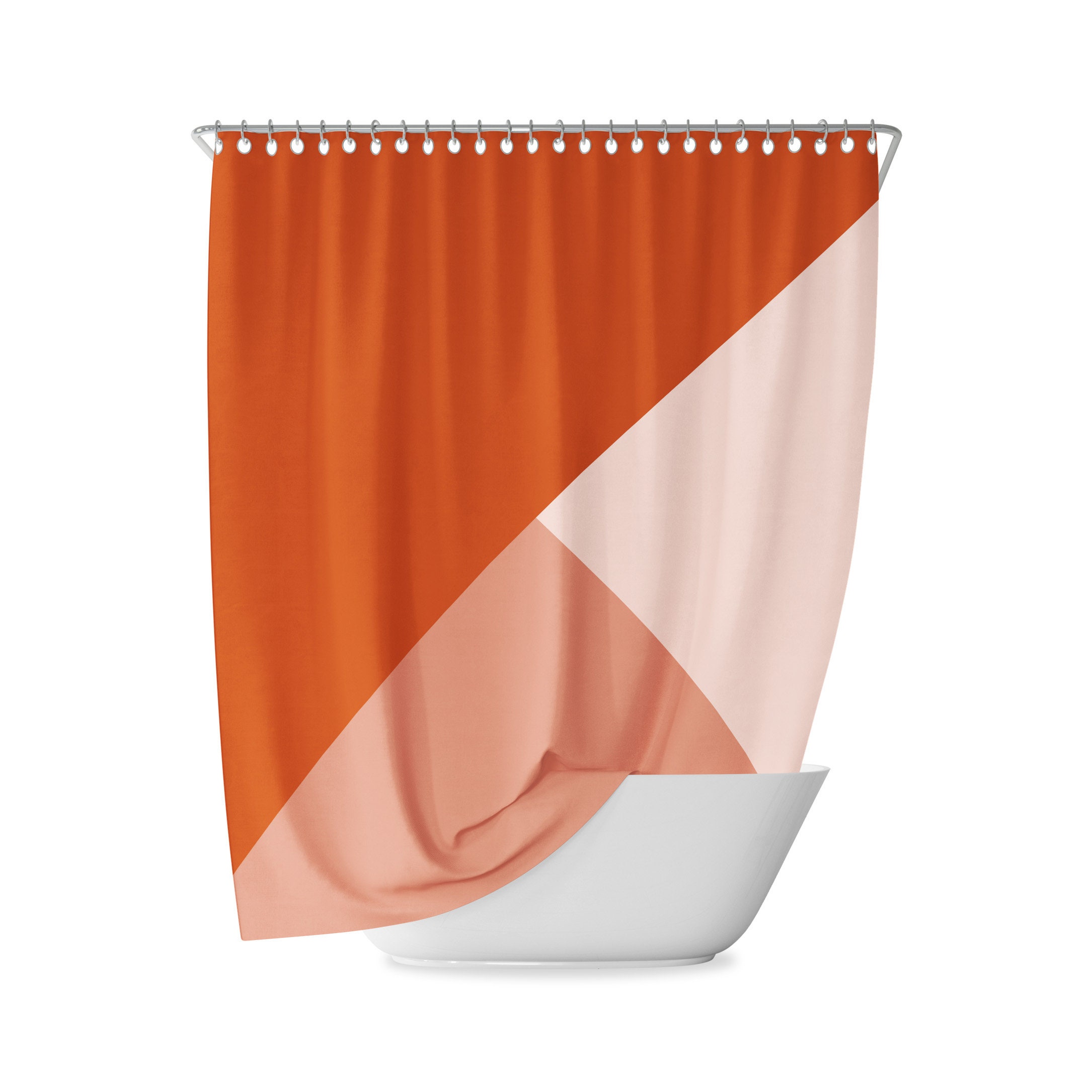 Mustard Geometric Shower Curtain for Minimalist Bathroom Decor, Retro Yellow Gradient Design