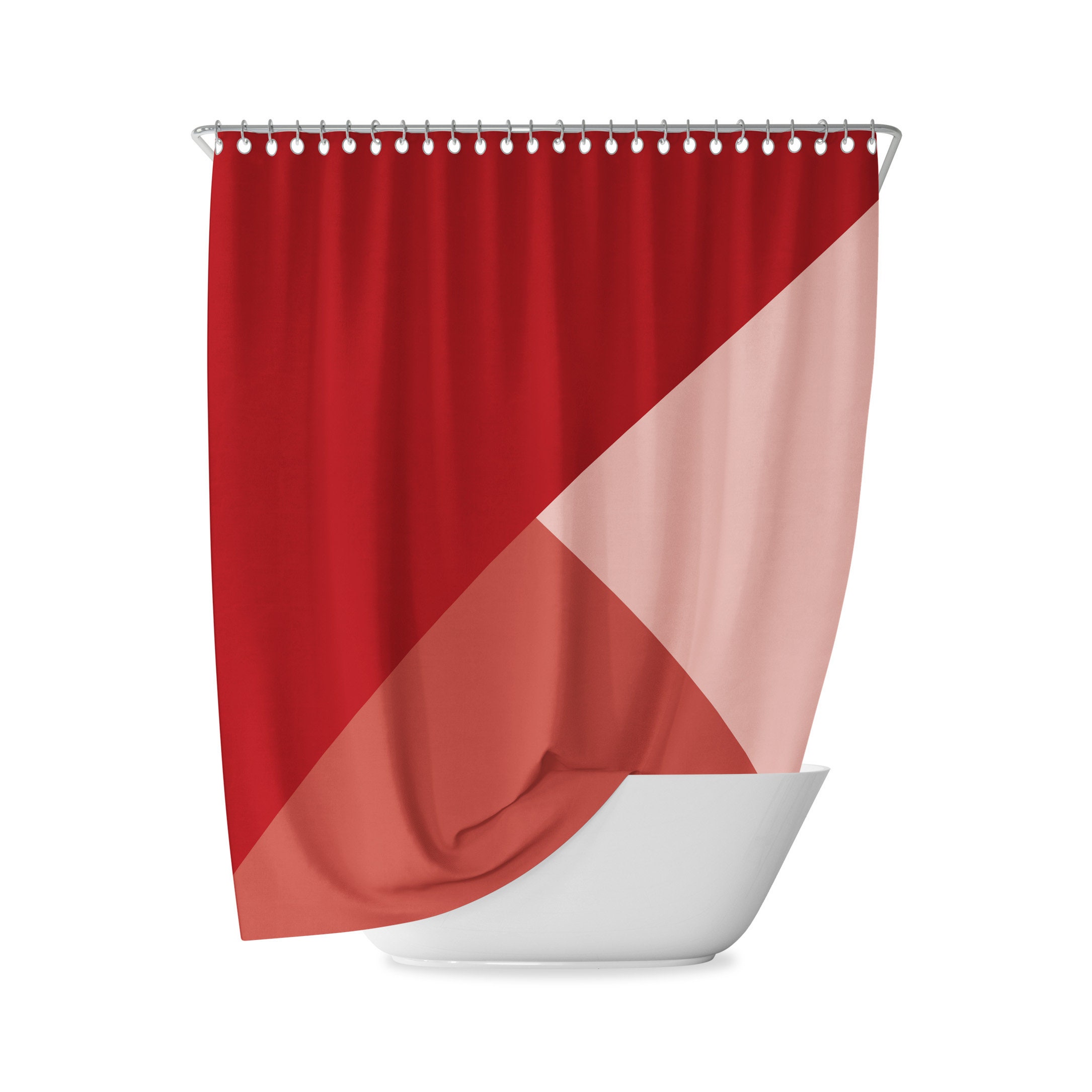 Mustard Geometric Shower Curtain for Minimalist Bathroom Decor, Retro Yellow Gradient Design