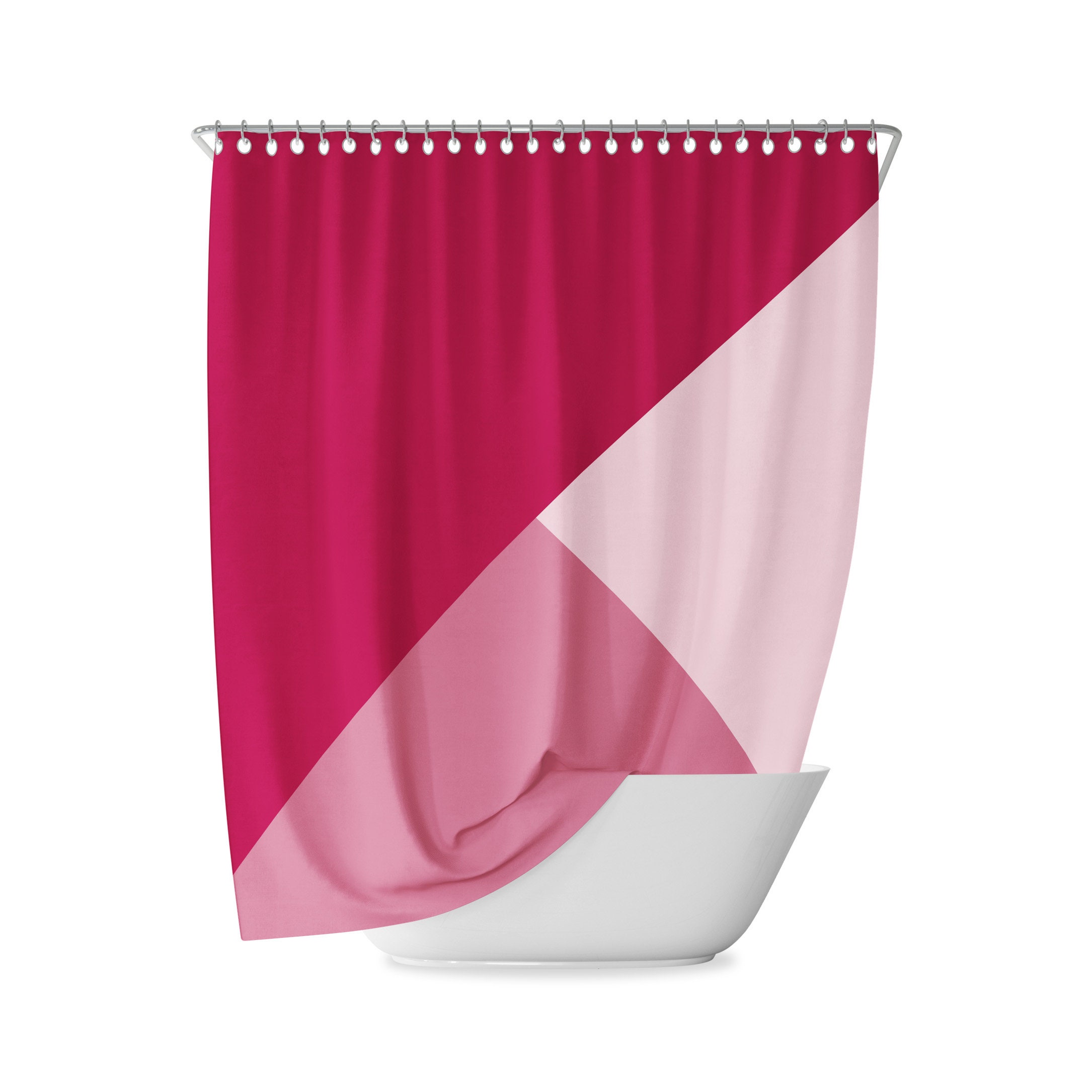 Mustard Geometric Shower Curtain for Minimalist Bathroom Decor, Retro Yellow Gradient Design