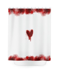 My Bloody Valentine Blood Heart Shower Curtain, Red Bathroom Decor 