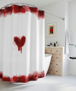 My Bloody Valentine Blood Heart Shower Curtain, Red Bathroom Decor
