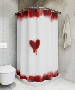 My Bloody Valentine Blood Heart Shower Curtain, Red Bathroom Decor 