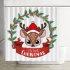 My First Christmas Shower Curtain With Animal Deer Wreath For A Modern Holiday Decor