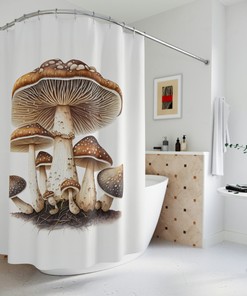 MycoBath Mushroom Decorative Shower Curtain, FungiFly, Spore-tacular Fungi Decor