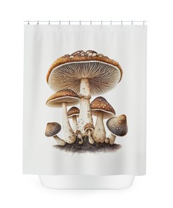 MycoBath Mushroom Decorative Shower Curtain, FungiFly, Spore-tacular Fungi Decor