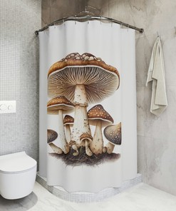 MycoBath Mushroom Decorative Shower Curtain, FungiFly, Spore-tacular Fungi Decor