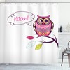 Mysterious Animal Arty Image Shower Curtain with Ornate Colorful Owl on Branch 