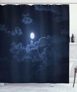 Mysterious Full Moon Dark Clouds Shower Curtain for a Spooky Bathroom