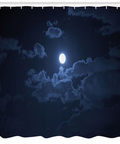 Mysterious Full Moon Dark Clouds Shower Curtain for a Spooky Bathroom
