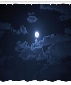 Mysterious Full Moon Dark Clouds Shower Curtain for a Spooky Bathroom