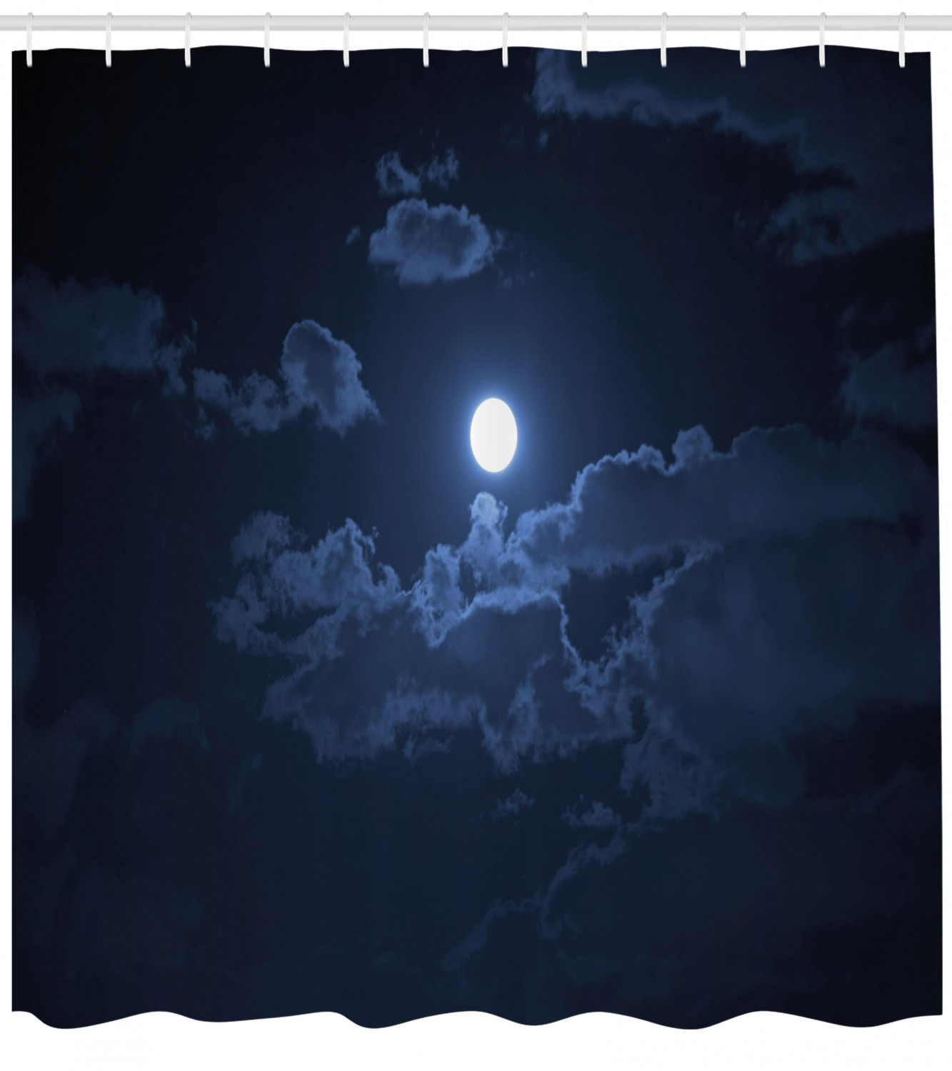 Mysterious Full Moon Dark Clouds Shower Curtain for a Spooky Bathroom