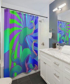 Mysterious Kraken Monster Shower Curtain Vintage Artistic Sea Creature Print Bathroom Decor