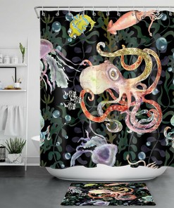 Mysterious Octopus Shower Curtain With Quotes