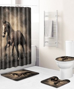Mysterious War Horse Shower Curtain, Dark Horse Bathroom Decor with Enchanted Style