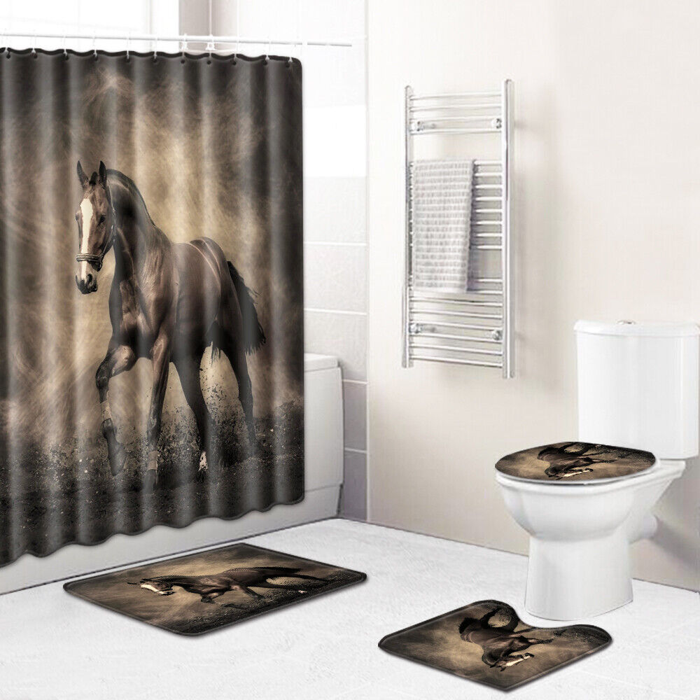 Mysterious War Horse Shower Curtain, Dark Horse Bathroom Decor with Enchanted Style