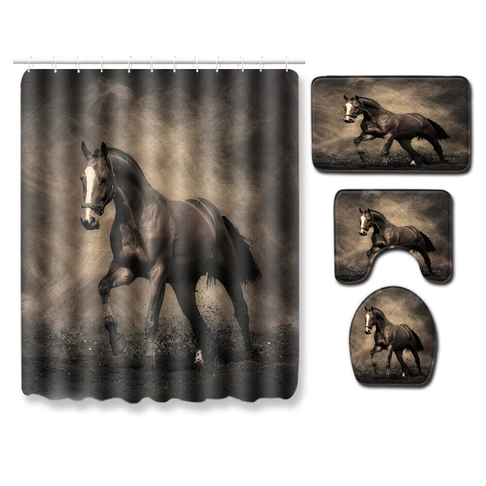 Mysterious War Horse Shower Curtain, Dark Horse Bathroom Decor with Enchanted Style