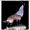 Mysterious Wolf Silhouette Shower Curtain with Butterfly, Birds, and Nature Print 