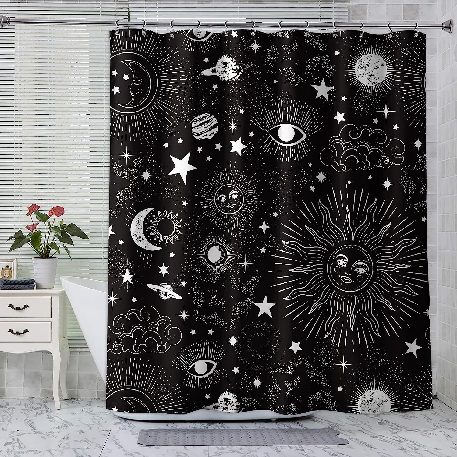 Mystic Mandala Celestial Shower Curtain - Waterproof and Beautiful Fabric with Inviting and Intricate Medallion Print