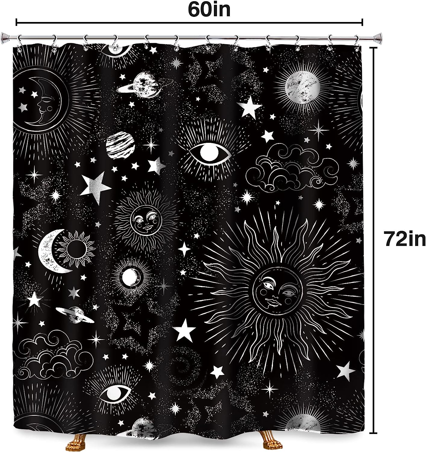 Mystic Mandala Celestial Shower Curtain - Waterproof and Beautiful Fabric with Inviting and Intricate Medallion Print