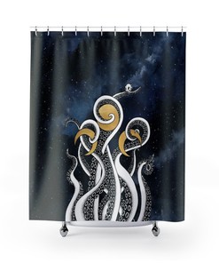 Mystic Sea Witch Shower Curtain for Celestial Bathroom Decor