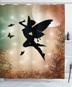 Mystic Shower Curtain, Fairy and Butterfly Wing Luxury Shower Curtains, Waterproof Fabric