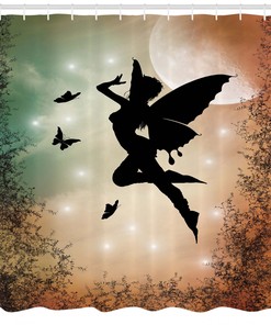 Mystic Shower Curtain, Fairy and Butterfly Wing Luxury Shower Curtains, Waterproof Fabric