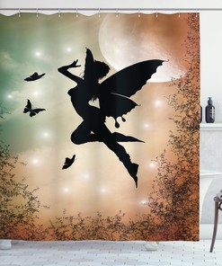 Mystic Shower Curtain, Fairy and Butterfly Wing Luxury Shower Curtains, Waterproof Fabric
