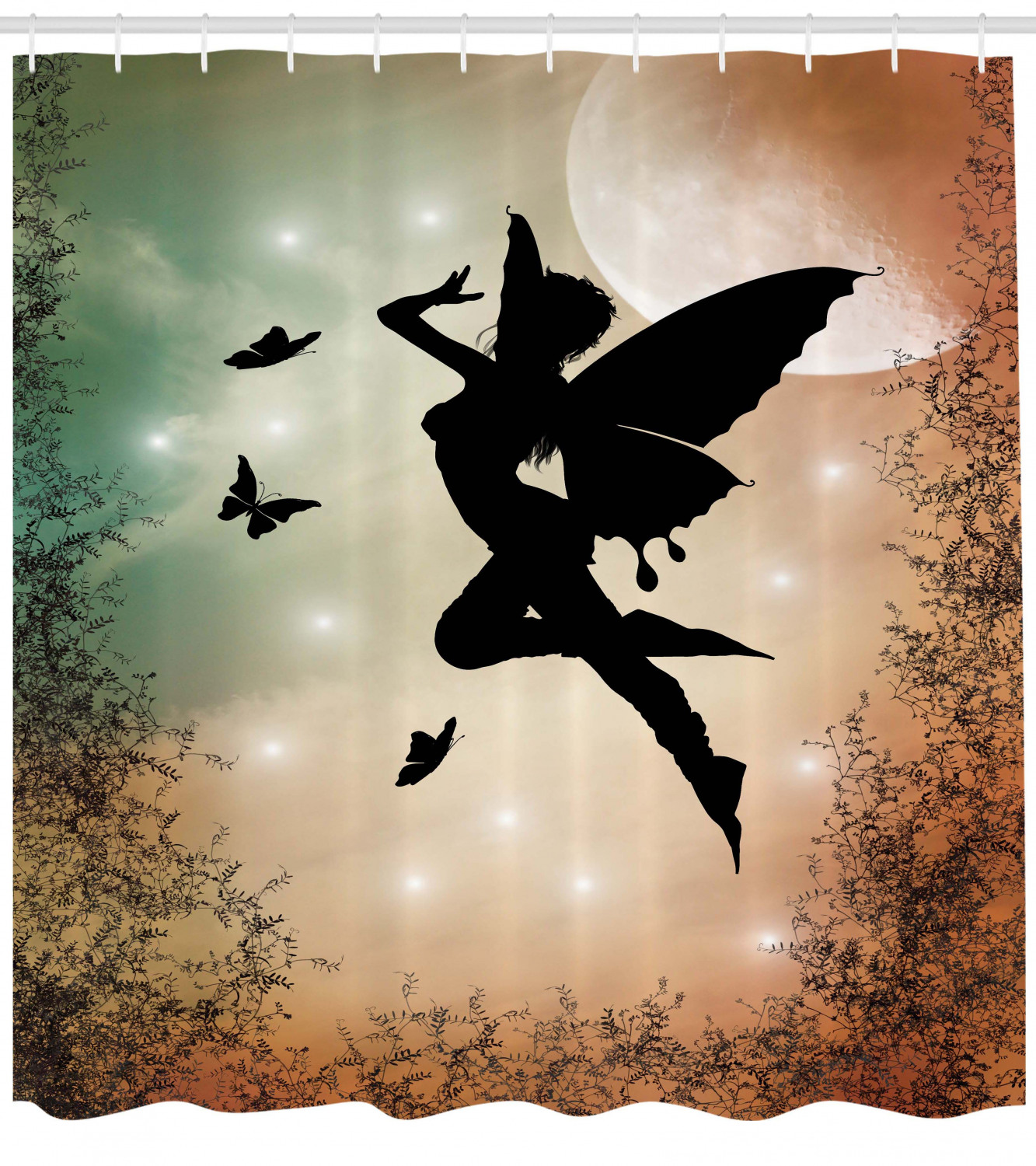 Mystic Shower Curtain, Fairy and Butterfly Wing Luxury Shower Curtains, Waterproof Fabric