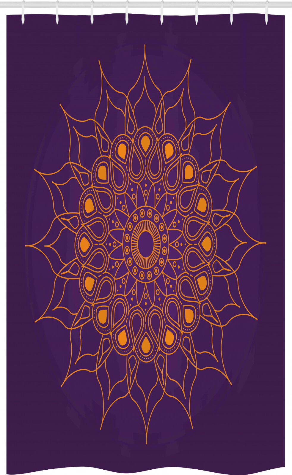 Mystic Sun Mandala Purple Shower Curtain for Spiritual Bathroom Decor