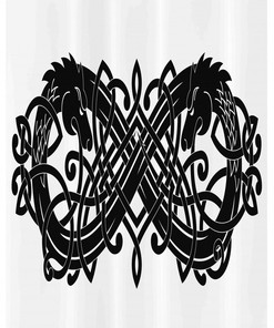 Mystic Yin Yang Celtic Dragon Shower Curtain Stall