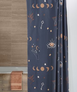 Mystic moon - Shower Curtain, Dark blue bathroom curtain, Moon phases, magic boho bathroom decor