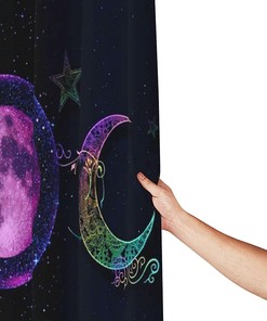 Mystical Art Print Shower Curtain with Pentagram and Goddess Triple Moon
