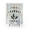 Mystical Beige And Black Astrology Shower Curtain With Moon Phases And Constellations
