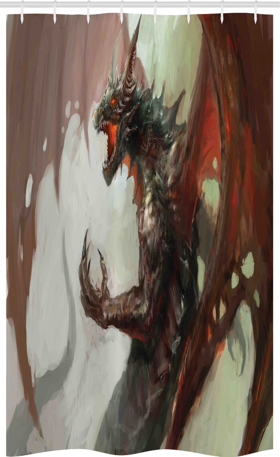 Mystical Dragon Creature Stable Medieval Shower Curtain for a Creative Bathroom
