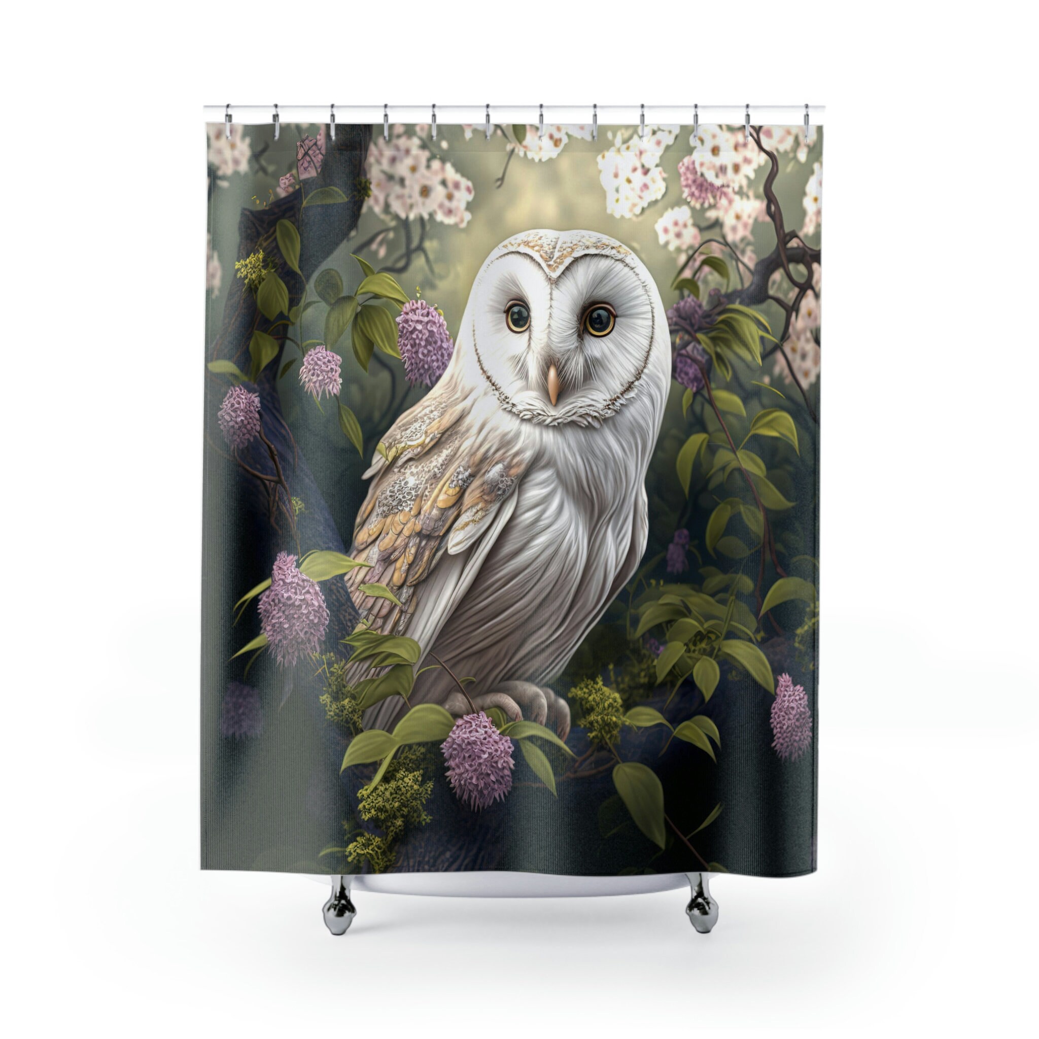 Mystical Garden Owl Shower Curtain For Protective And Calming Bath Time