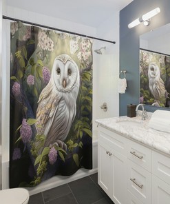 Mystical Garden Owl Shower Curtain For Protective And Calming Bath Time
