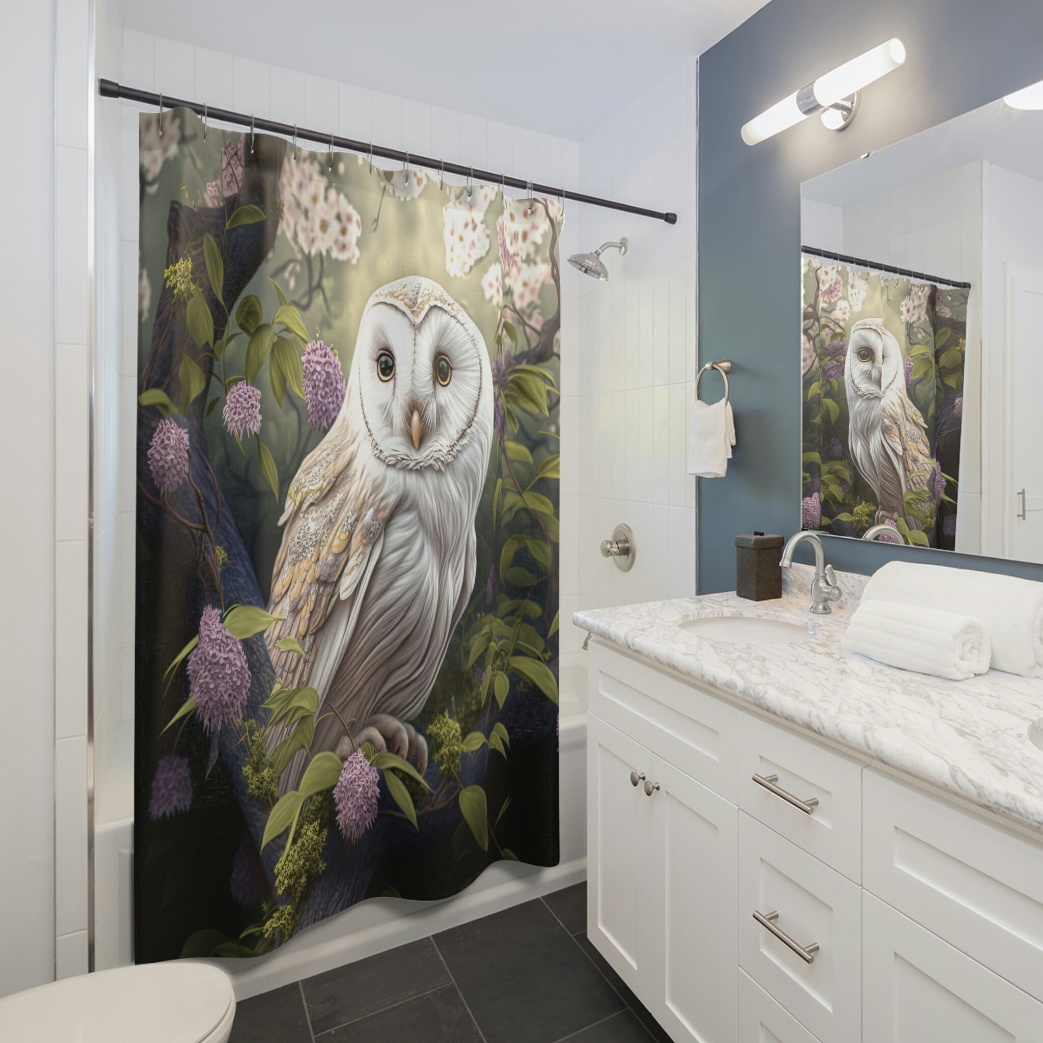 Mystical Garden Owl Shower Curtain For Protective And Calming Bath Time