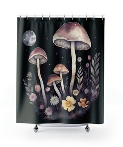 Mystical Lunar Mushroom Shower Curtain for Your Bathroom - Shower Curtain Ideas