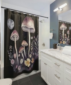 Mystical Lunar Mushroom Shower Curtain for Your Bathroom - Shower Curtain Ideas