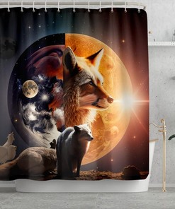 Mystical Moon And Skull Shower Curtain - Dark And Modern Bathroom Decor