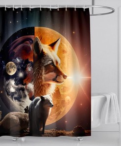 Mystical Moon And Skull Shower Curtain - Dark And Modern Bathroom Decor