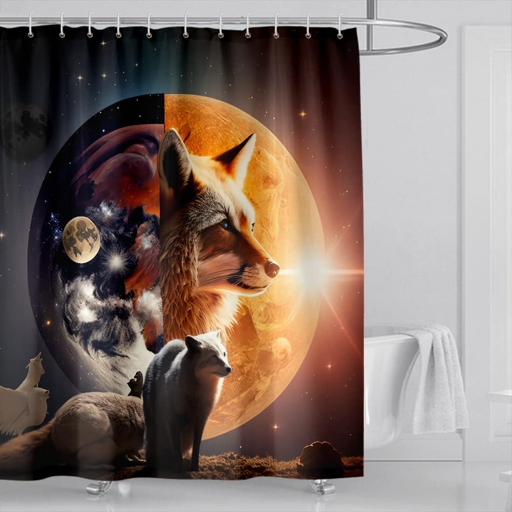 Mystical Moon And Skull Shower Curtain - Dark And Modern Bathroom Decor