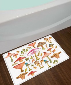 Mystical Mushrooms and Leaves Psychedelic Shower Curtain for a Unique Bathroom Decor Style