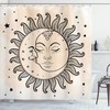 Mystical Sun and Moon Fabric Shower Curtain, Durable and Washable Sketch Bathroom Decor